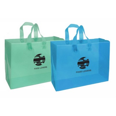 Colored Frosted Plastic Soft Loop Shopping Bag - 1C1S (16"x6"x12.5")